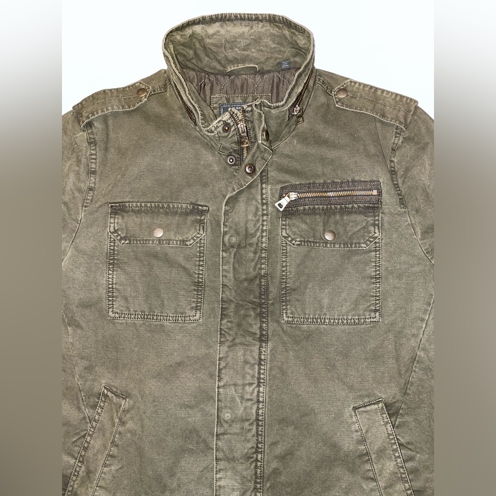 G.H. Bass & Co. Men’s Military Field Jacket Green Olive Large Full Zip Pockets - Picture 5 of 16